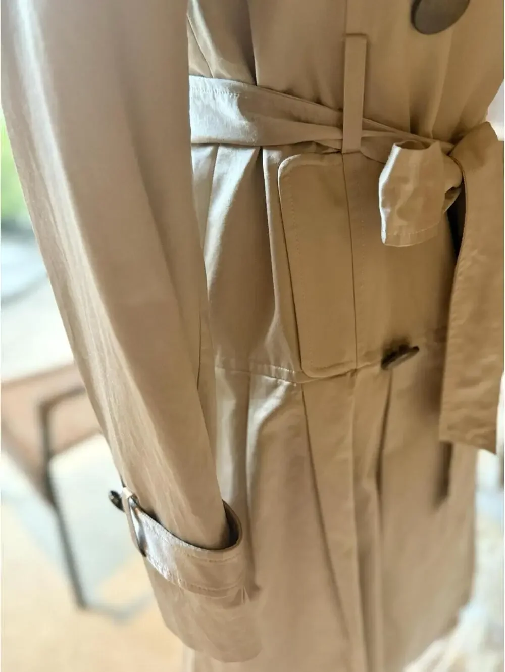 Badgley Mischka Metallic‎ Champagne Trench Coat Jacket Women’s Size 4